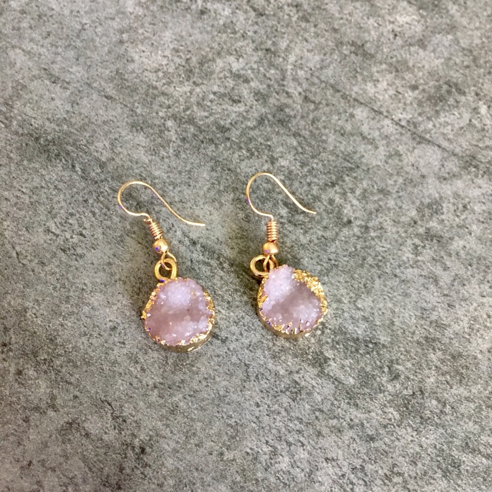 MORE COMING Rose Quartz Druzy Earrings - Picture 5 of 7